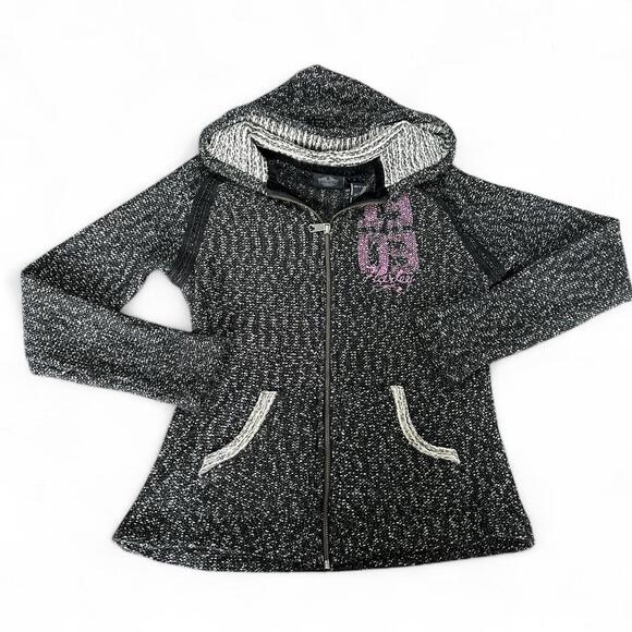 Harley-Davidson Skull Rose Knit Hoodie M - Picture 1 of 7